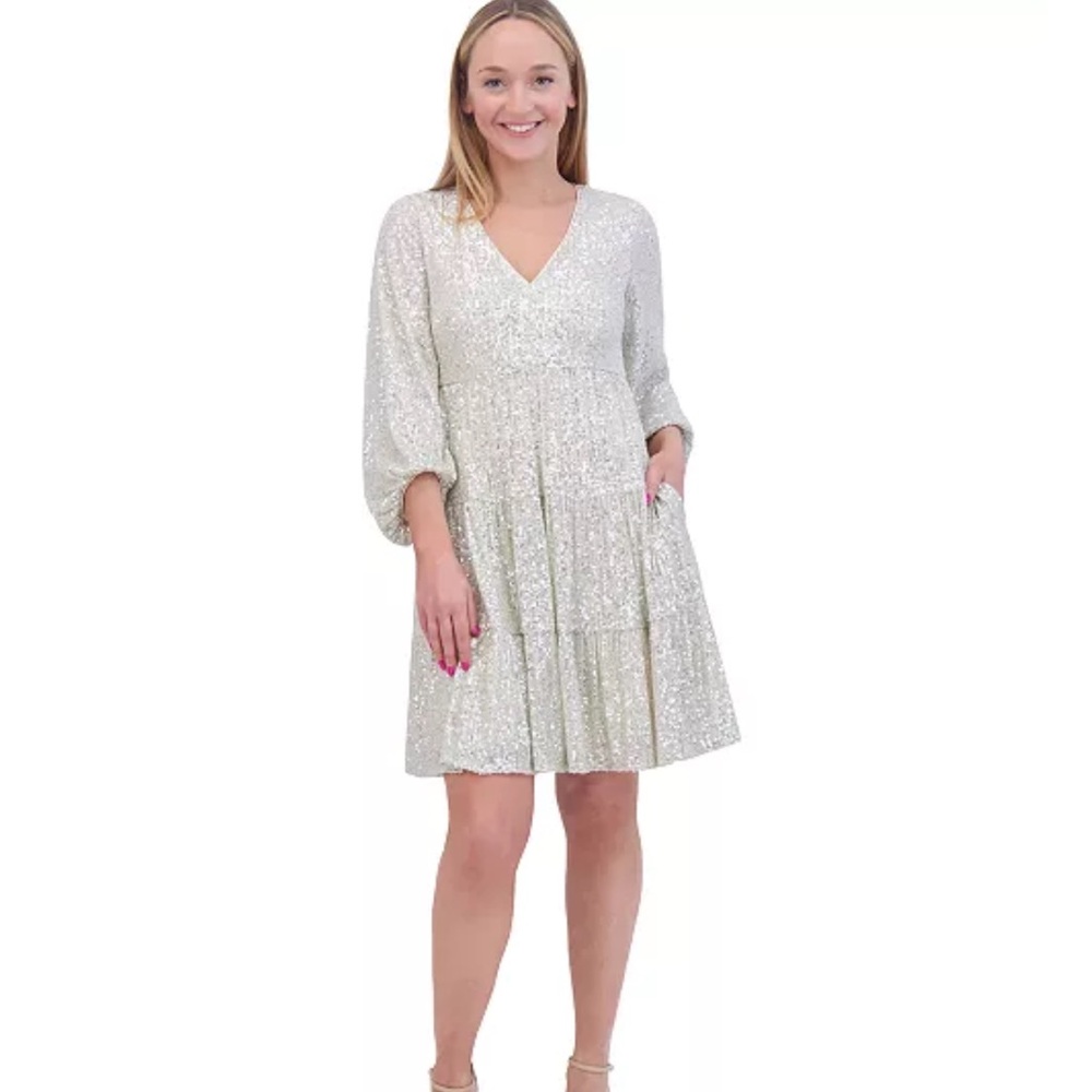 Eliza J Fit & Flare Sequence Dress